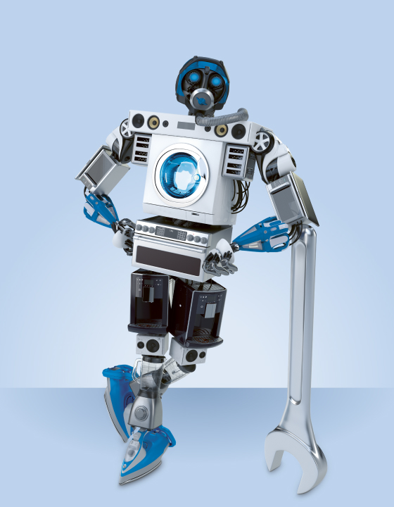 Een robot gemaakt van schroot