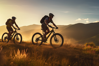Riding e-bikes on mountains
